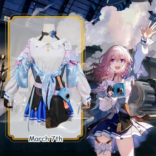 March 7th kostum Cosplay Honkai Star Rail seragam karnaval W