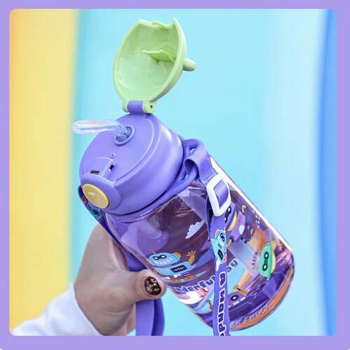 1PC Kids Water Sippy Cup Kids Water Bottle with Straw and Ha