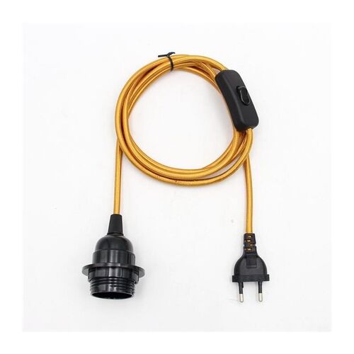 220V AC European Plug Power Cord Vintage Fabric Covered With