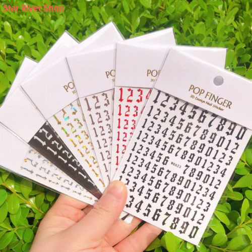 1PCS New English Alphabet Nail Stickers Multi-Color Laser Re