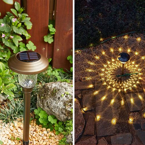 2Pcs Flower Projection Lamp LED Solar Lamp for Garden Decora