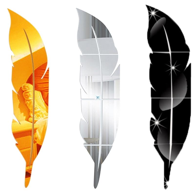 Feather Plume 3D Mirror Wall Sticker home decor Living Room图片