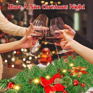 Dense Xmas Garland: 2.7m Gold-Red Wreath Set for Door & Tree