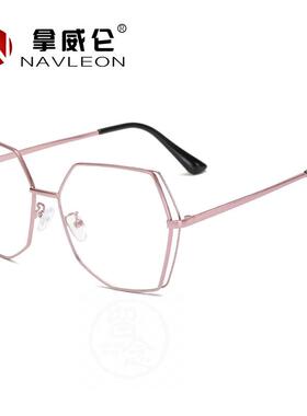 。Neville metal spectacle frame large frame polygon decorati