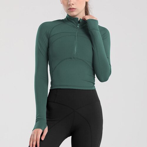 Spring and Summer Slimming Yoga Clothes Handsome Top Half Zi