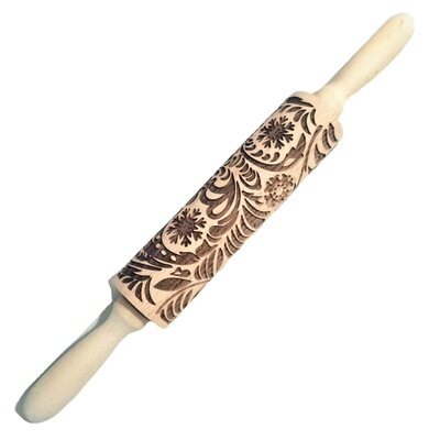 Wooden rolling pin Beech print rolling pin embossed rolling