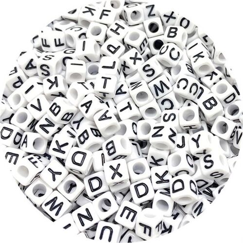 100pcs 6mm Mixed Square Alphabet Letter Beads Charms