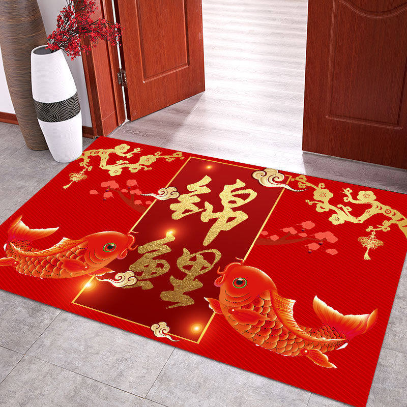 进门地垫喜庆新年门垫家用客厅入户门口地毯红色福字防滑地垫定制