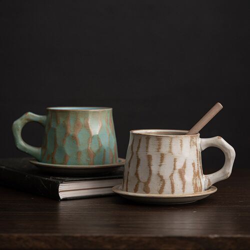 3pcs/set Chinese pottery  Ceramic coffee cup mug+dish+spoon