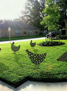 亚克力Chicken Yard Art创意花园摆放鸡家庭仿真小摆件草坪装饰