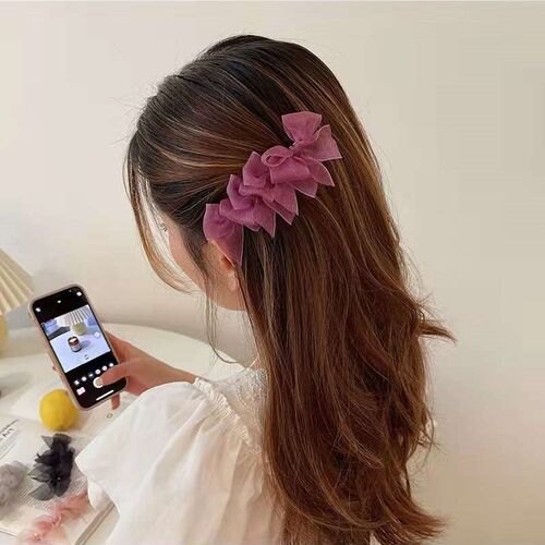 Super Fairy Elegant Bow Mesh Hairpin Gentle Wind Side Broken