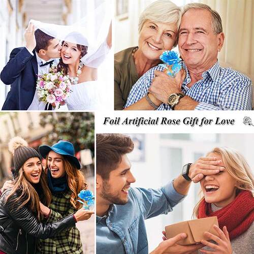 Valentines Day Mothers Day Gift  Foil Plated Roses Artific