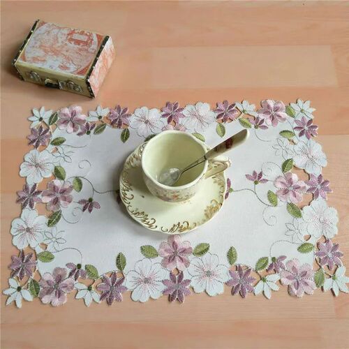 Luxury flowers table place mat cloth embroidery tea coaster