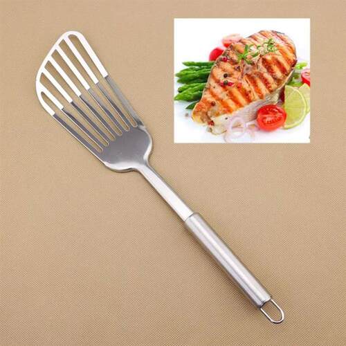 Stainless Steel Slotted Spatula Fish Flat Fish Steak Slice F