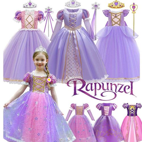 Princess Girl Dress Rapunzel Costume Vestido Luxury Birthday
