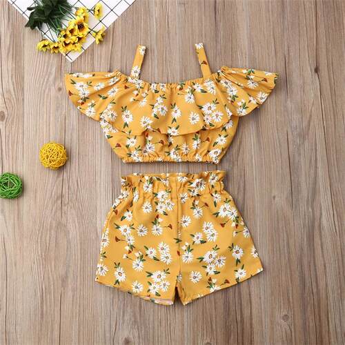 Newest Fashion Summer Toddler Baby Girl Clothes Off Shoulder