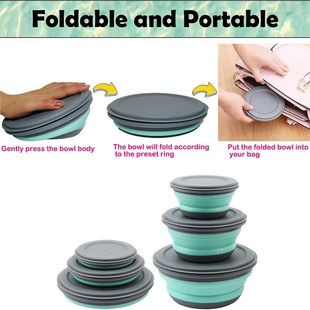 3 PCS/Set Camping Bowl Foldable Silicone Collapsible Bowl Lu