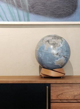 螺旋实木】宏微地球书房客厅办公室样板间地球仪摆件开业乔迁礼品