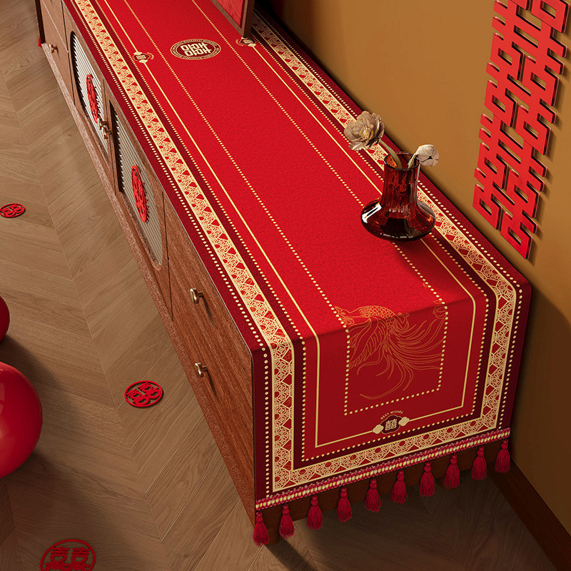 电视柜盖布结婚红色喜庆氛围感喜字茶几桌布婚房装饰长条桌面台布,居家布艺,桌布,淘宝优惠券,粉丝福利购,淘宝优惠卷