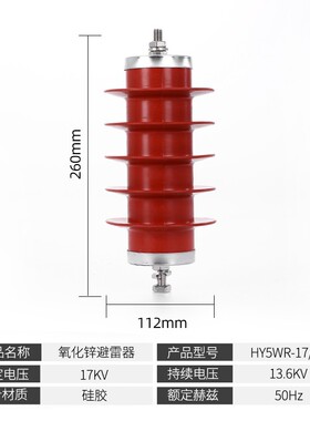 10KV高压氧化锌避雷器 HY5WR(D)-17/45/50 电容电机型高压避雷器