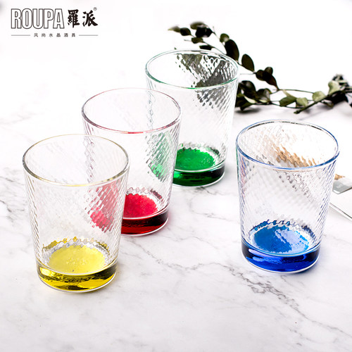 ROUPA罗派玻璃杯创意蜂巢纹彩色威士忌杯水杯牛奶果汁杯饮料杯子