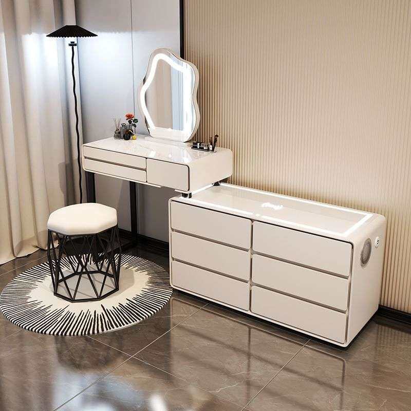 奶油风智能梳妆台卧室简约六斗柜主卧现代实木化妆桌多功能一体柜,3C数码配件,其它配件,淘宝优惠券,粉丝福利购,淘宝优惠卷