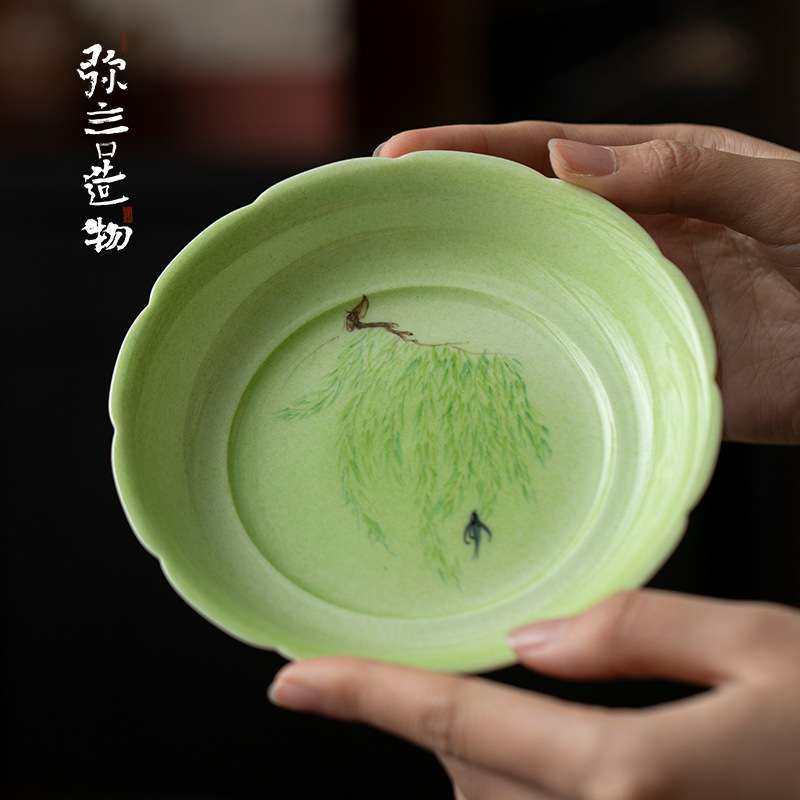 弥言纯手绘柳燕壶承手工陶瓷花口干泡盘家用小茶台盖碗茶壶垫简约,3C数码配件,其它配件,淘宝优惠券,粉丝福利购,淘宝优惠卷