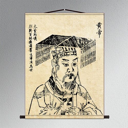 人文始祖装饰画三皇画像挂画伏羲神农炎帝轩辕黄帝实木框桌面摆台