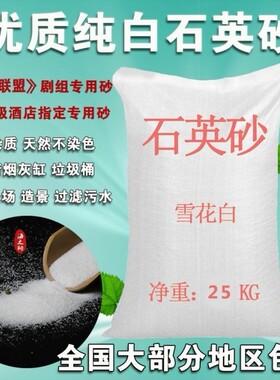 50纯白石英砂白色细沙水处理白沙子过滤料白砂酒店垃圾桶烟灰缸用