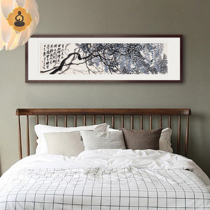 横幅齐白石写意花卉花鸟国画卧室书房办公室现代中式装饰画框挂画