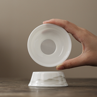 羊脂玉瓷白瓷茶漏茶滤陶瓷茶具配件茶海茶隔茶叶过滤器泡茶滤网