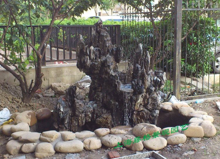 鱼池真石头大小假山真石头建造千层石龟纹石黄蜡花园庭院别墅施工