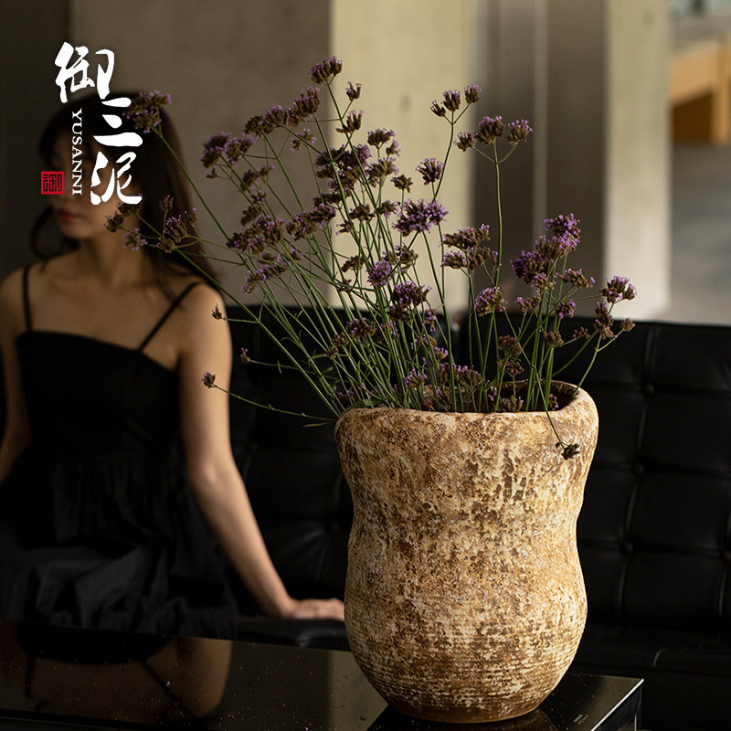 御三陶瓷花盆泥粗陶中式复古花瓶绿植种植盆装饰摆件大口庭院装饰