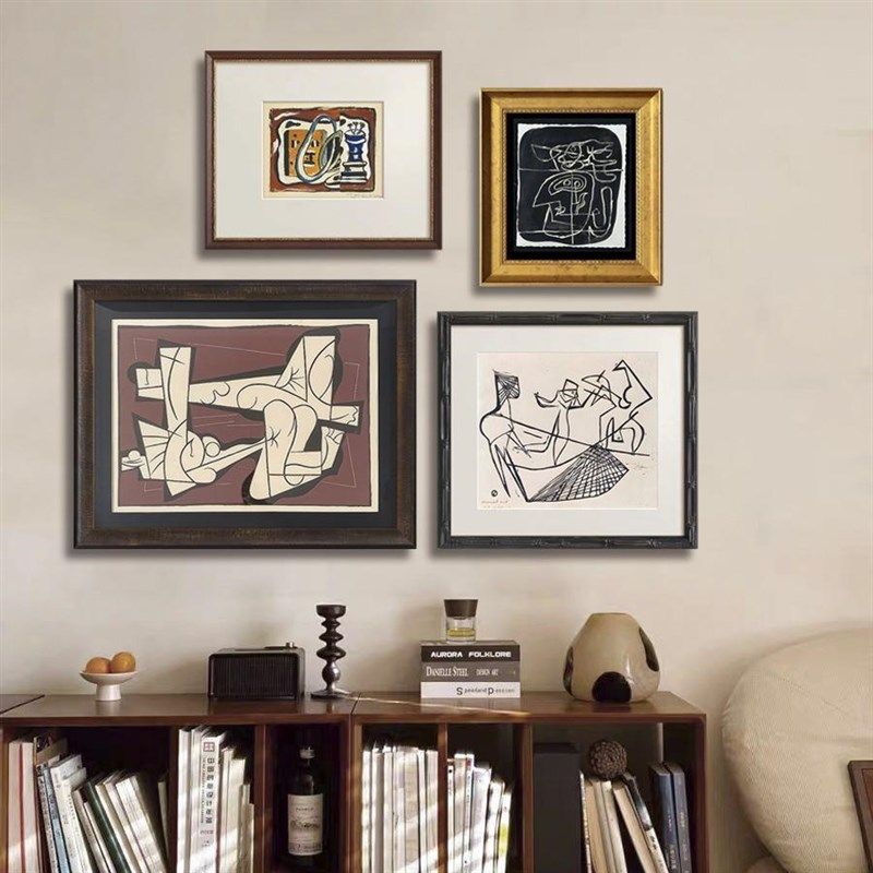 中古风创意餐厅现代抽象艺术组合装饰画客厅沙发背景墙实木装裱画,家居饰品,现代装饰画,淘宝优惠券,粉丝福利购,淘宝优惠卷