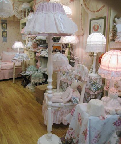 紫色圆点韩版布艺落地灯/韩式落地灯/欧式田园乡村落地灯