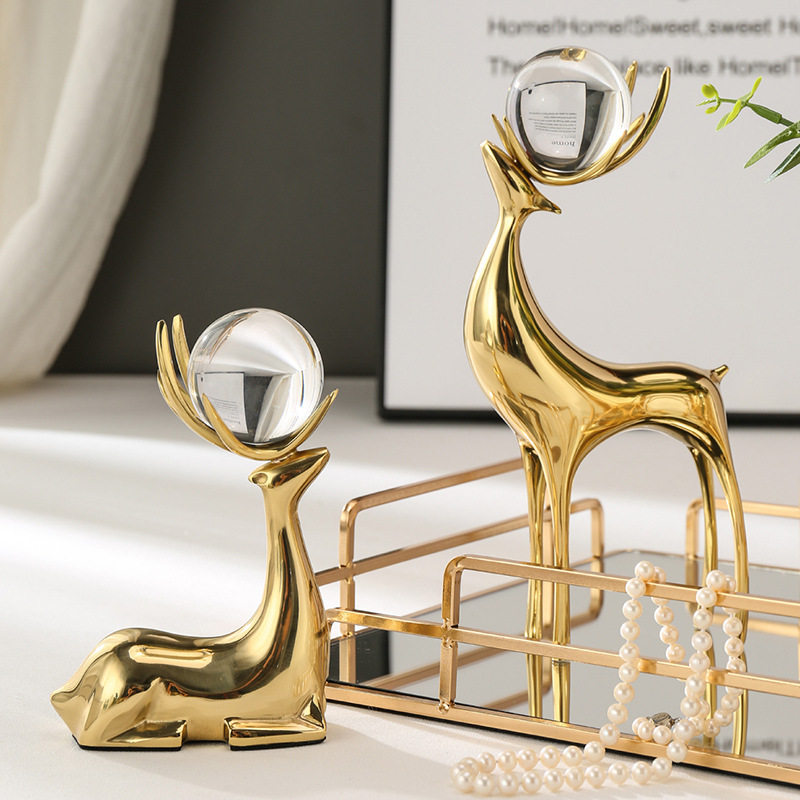 铜鹿摆件高级感乔迁礼品电视柜酒柜书柜样板房桌面装饰品工艺品,家居饰品,装饰摆件,淘宝优惠券,粉丝福利购,淘宝优惠卷