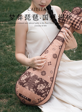 彩衣堂中式国风复古琵琶异形抱枕腰靠垫办公室客厅沙发床头午睡AC