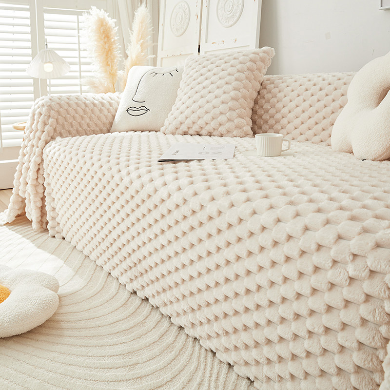 法式奶油风毛绒沙发巾加厚冬季2023年新款防滑盖毯全包沙发垫盖布,居家布艺,沙发套,淘宝优惠券,粉丝福利购,淘宝优惠卷