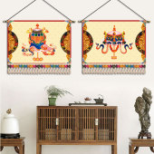 西藏八吉祥挂画布艺卧室客厅装 饰画民族风挂毯玄关壁画遮挡挂布画