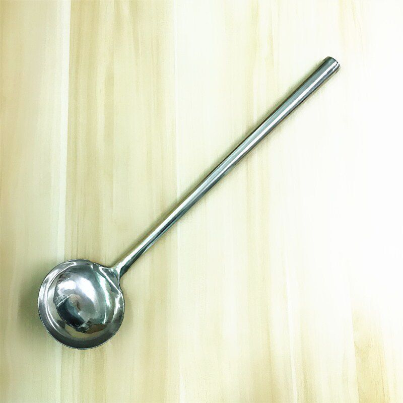 鼎发餐具 6两钢柄勺 不锈钢厨师炒菜勺钢柄炒勺家用厨师用大勺