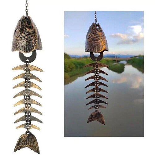 Fish Windchime Fish Bone Cast Iron Wind Chimes Vintage