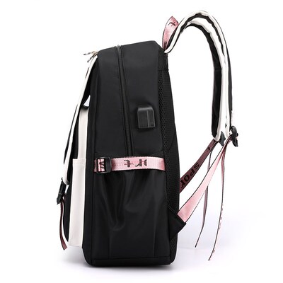 Fengdong large school bags for teenage girls USB port canvas