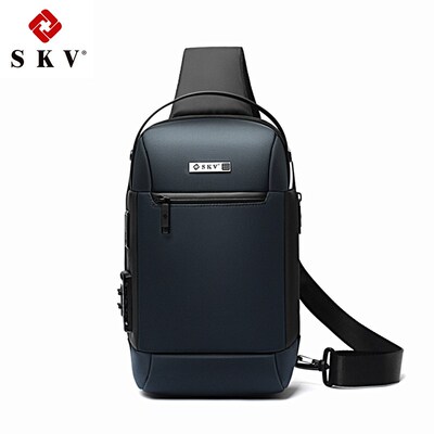 Chest Bag Mens Business Crossbody Bag Mens USB Anti-theft