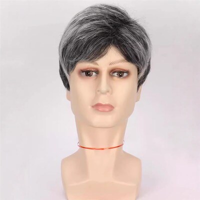 Wig Mens Fluffy Short Hair Curly Hair Headgear High Tempera