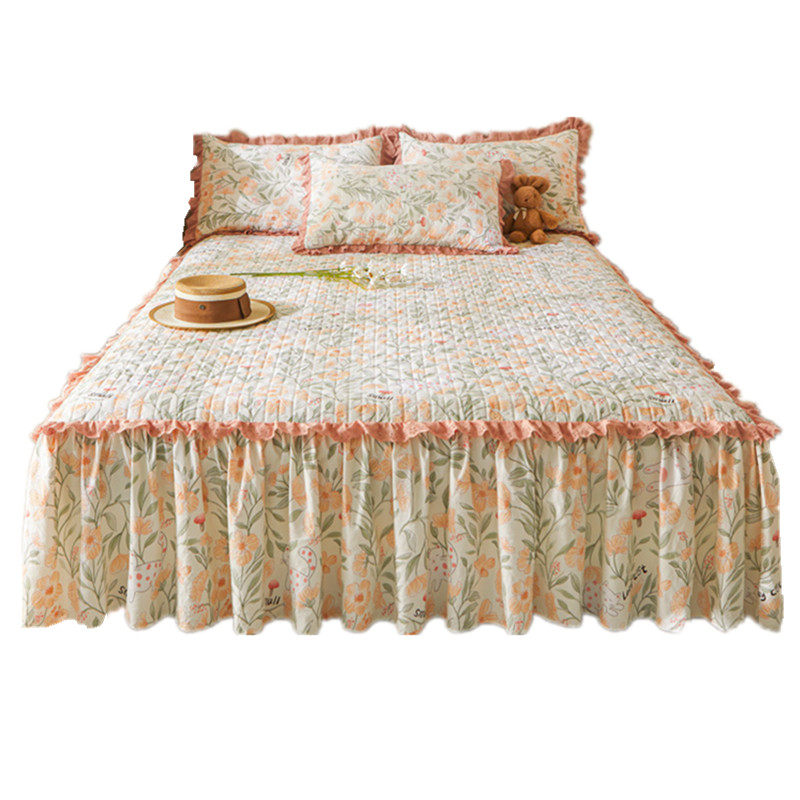 小清新夹棉牀裙单件田园风加厚牀罩三件可机洗磨毛牀花边牀盖,床上用品,床裙,淘宝优惠券,粉丝福利购,淘宝优惠卷
