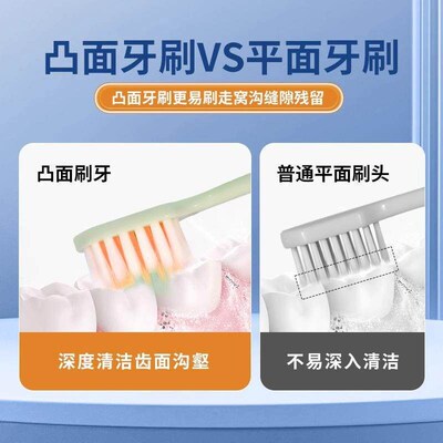 Soft-bristled wide-head mountain-shaped convex toothbrush, u