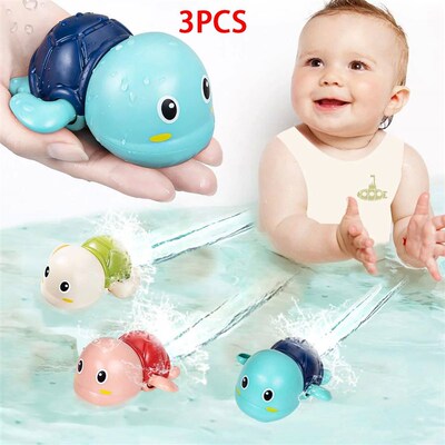 3PCS Baby Bath Toys Water Chain Clockwork Bathing Cute Swimm