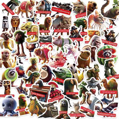 60pcs Tralalero Tralala Stickers Tungtung Sahur Brainrot Not