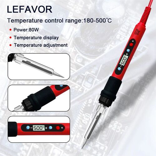 80W Soldering iron kit adjustable temperature LCD solder wel