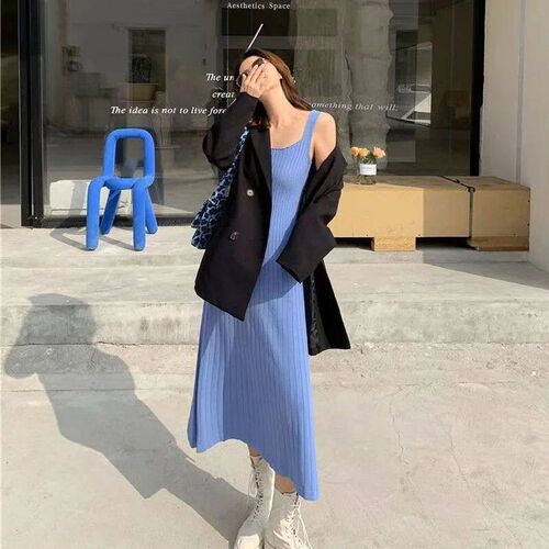 Knitted Dress One Piece Korean Style Women Summer Autumn Har